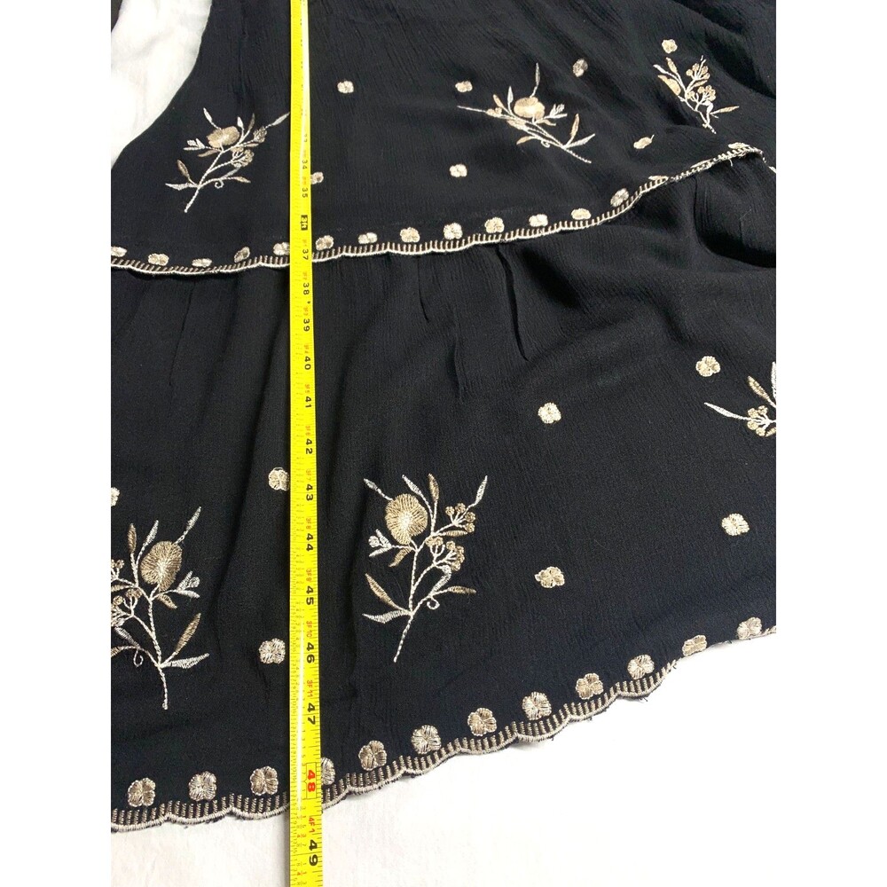 Indulge InStyle Vtg Y2K Milkmaid Maxi Dress S Black Embroidered Peasant - Picture 9 of 11
